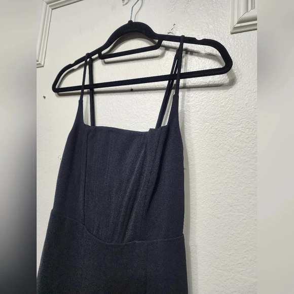 Lulu's Black Sheath Maxi Dress with Slit and Spaghetti Straps - Picture 7 of 9